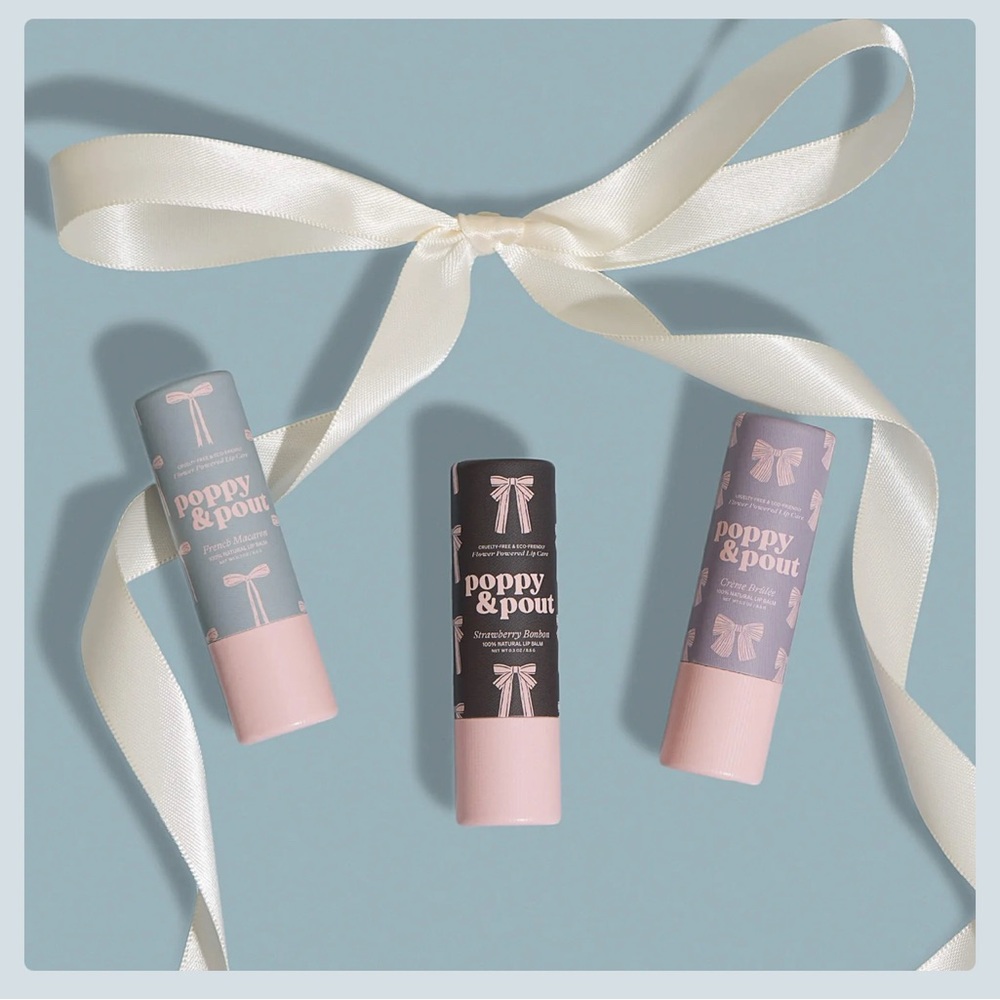 NEW Coquette Lip Balm Trio Kaxi Hair Bow - Picture 3 of 6